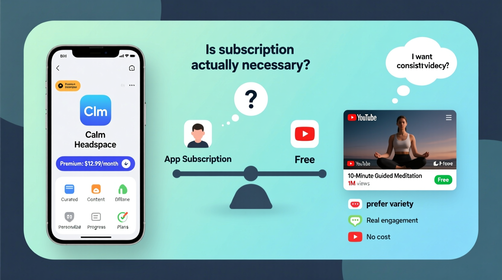 meditation apps vs youtube guided videos is the subscription actually necessary