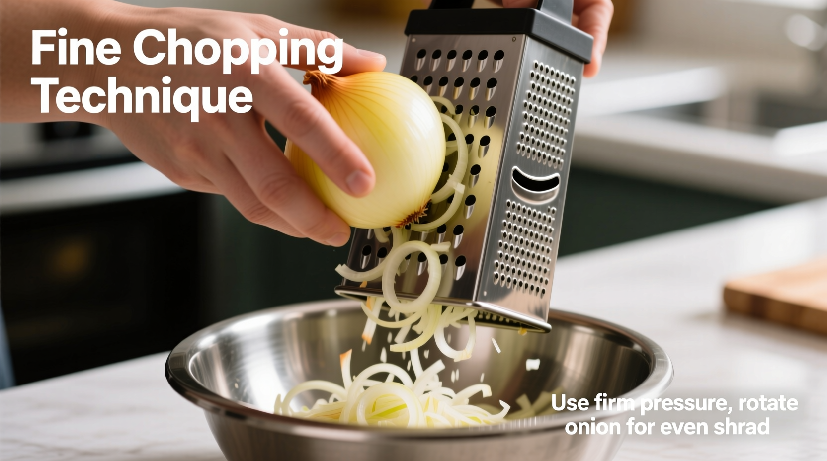 how to use a grater to finely chop onions