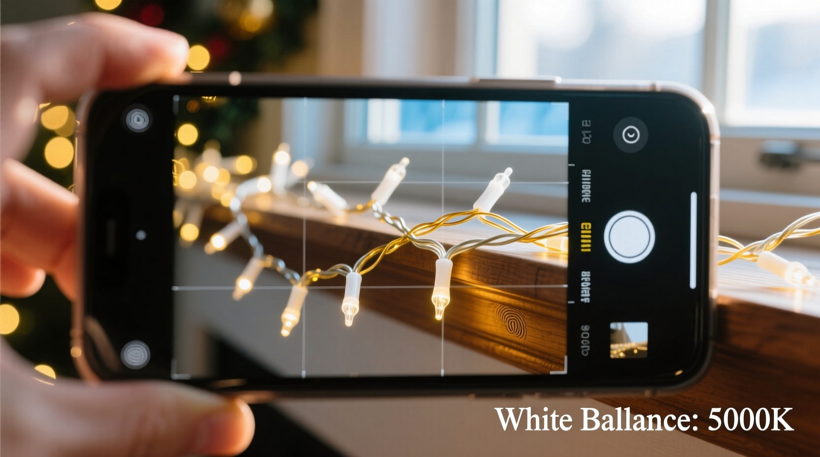 how to calibrate your phone camera to capture true white light tones from christmas strings
