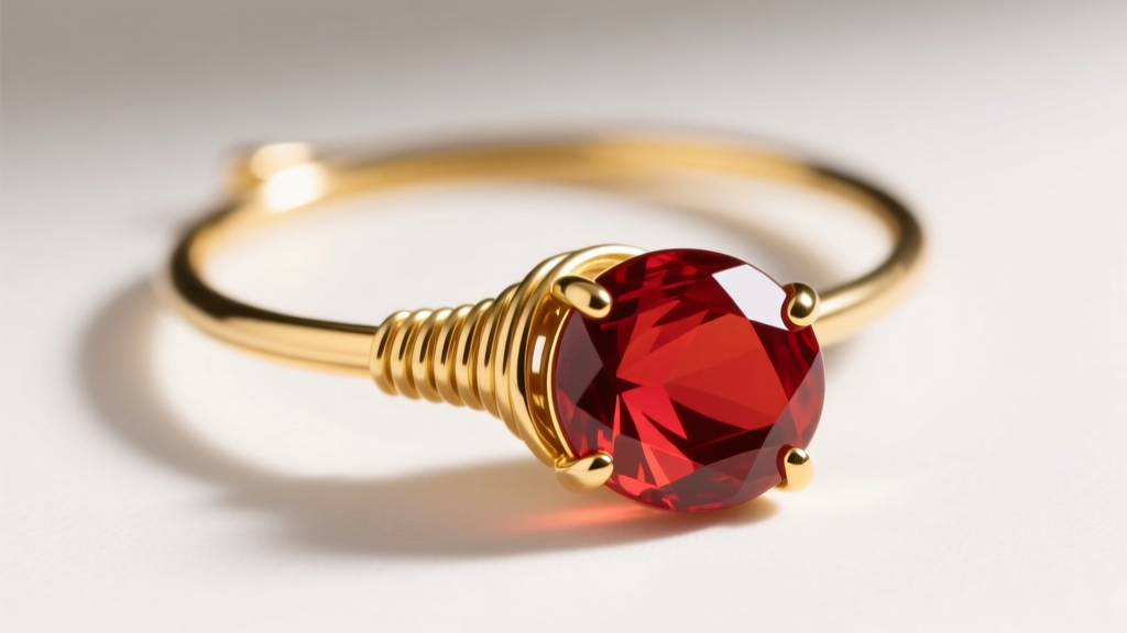 Macro shot of 18-gauge solid 14k yellow gold ear wire attached to a teardrop red agate briolette, showing secure wire wrapping.