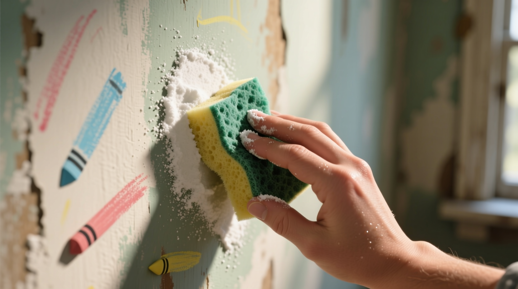 eco friendly cleaning remove crayon marks with baking soda