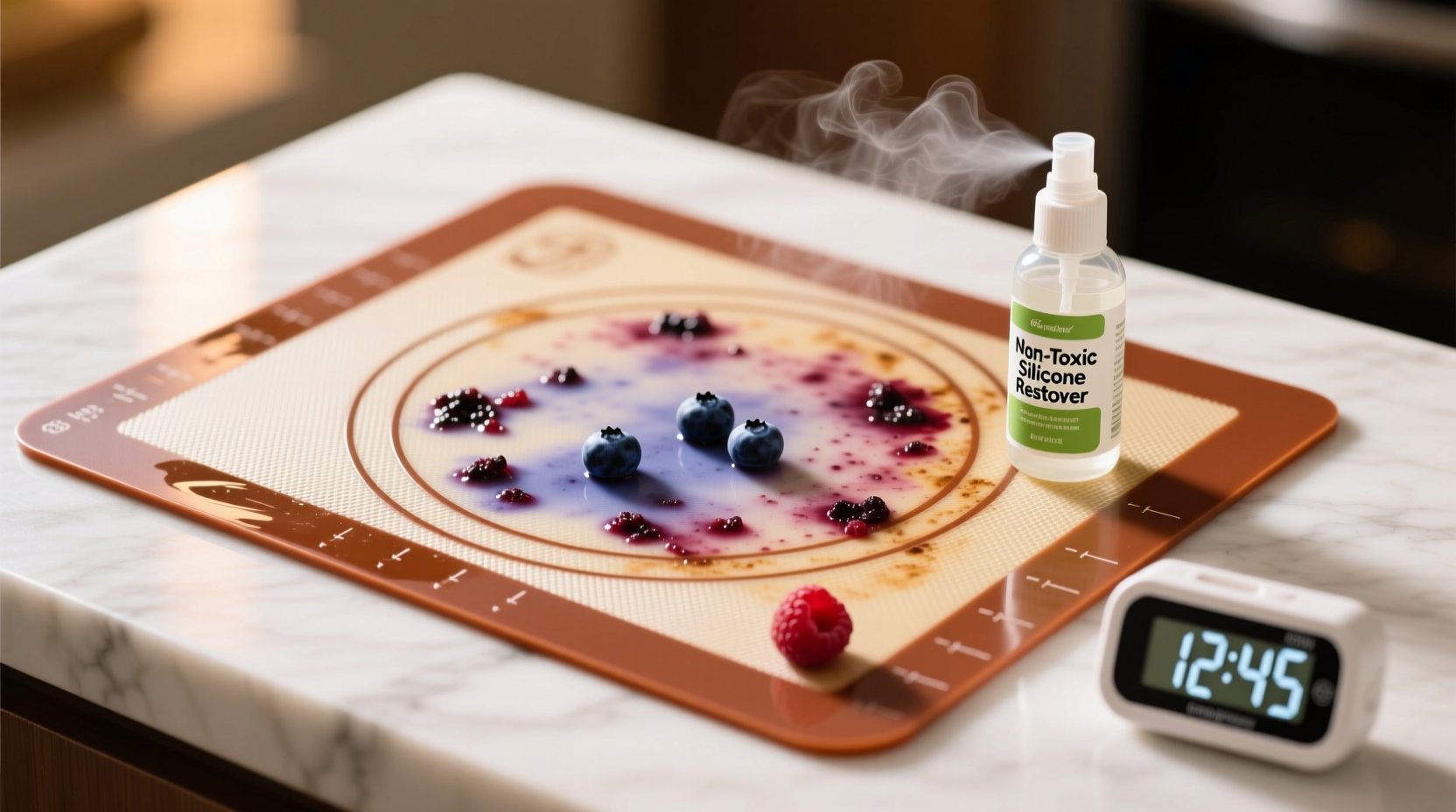how to clean berry stained silicone baking mats