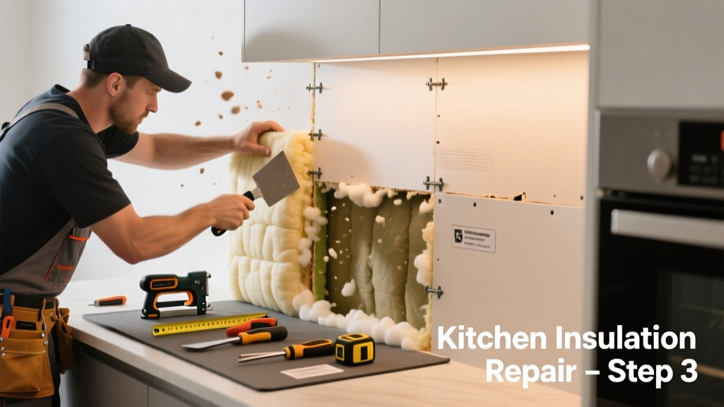 Fixing Settled Wall Insulation in the Kitchen