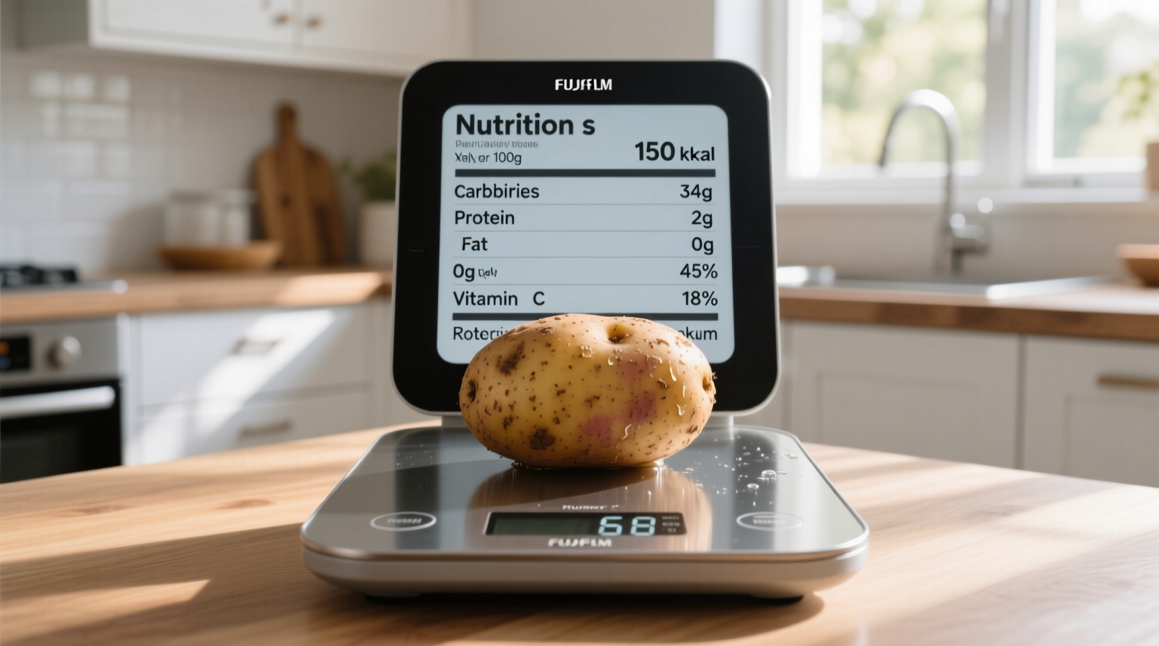 Russet potato nutrition facts on kitchen scale