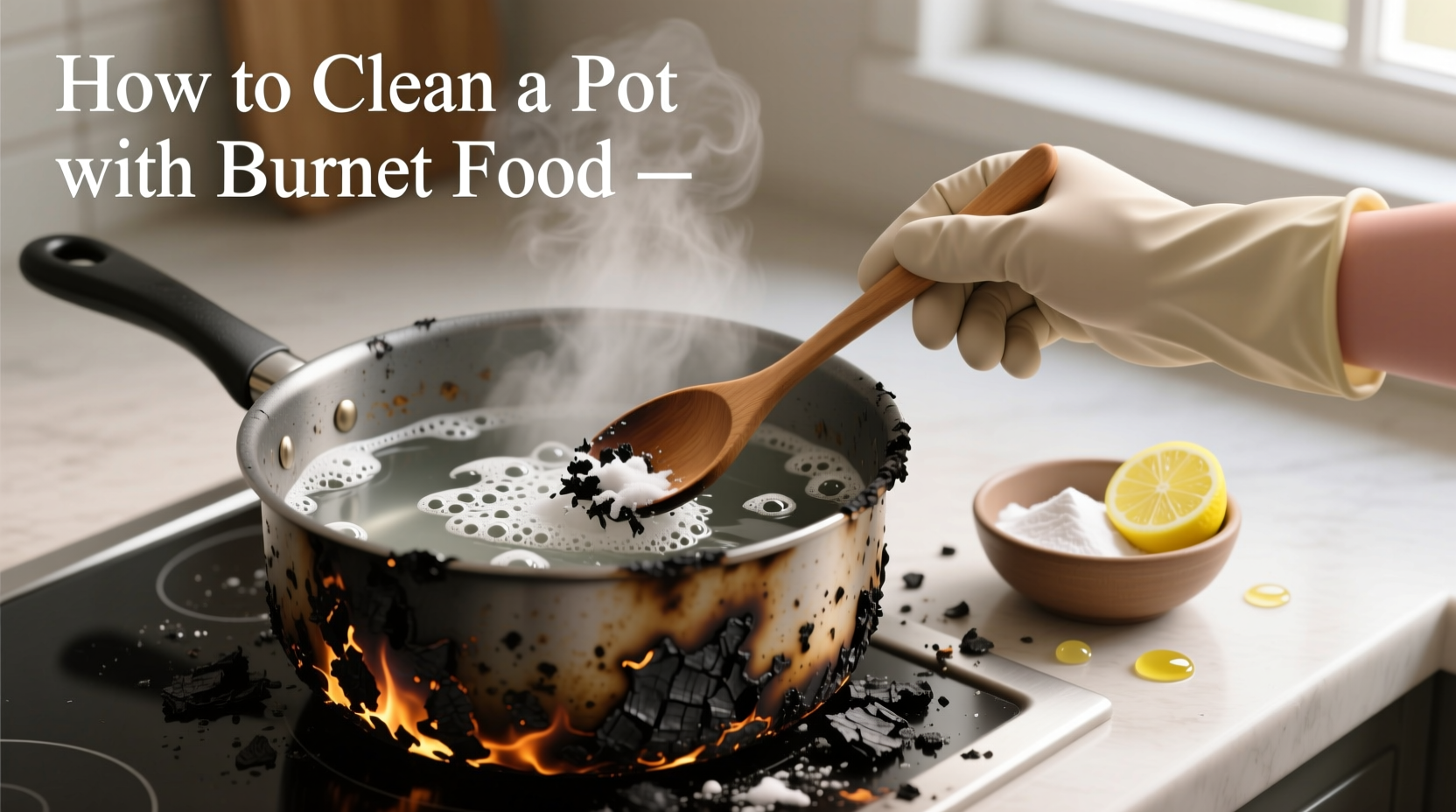 how to clean a pot with burnt food