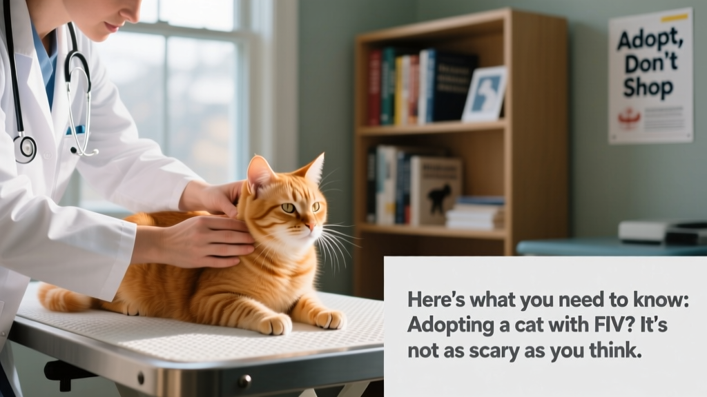 Veterinarian gently examining a relaxed ginger cat during a routine wellness visit