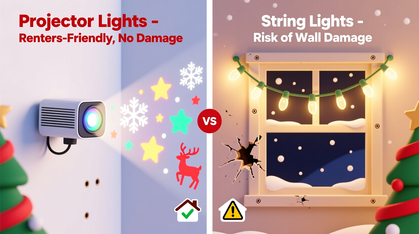 are projector christmas lights better than string lights for renters