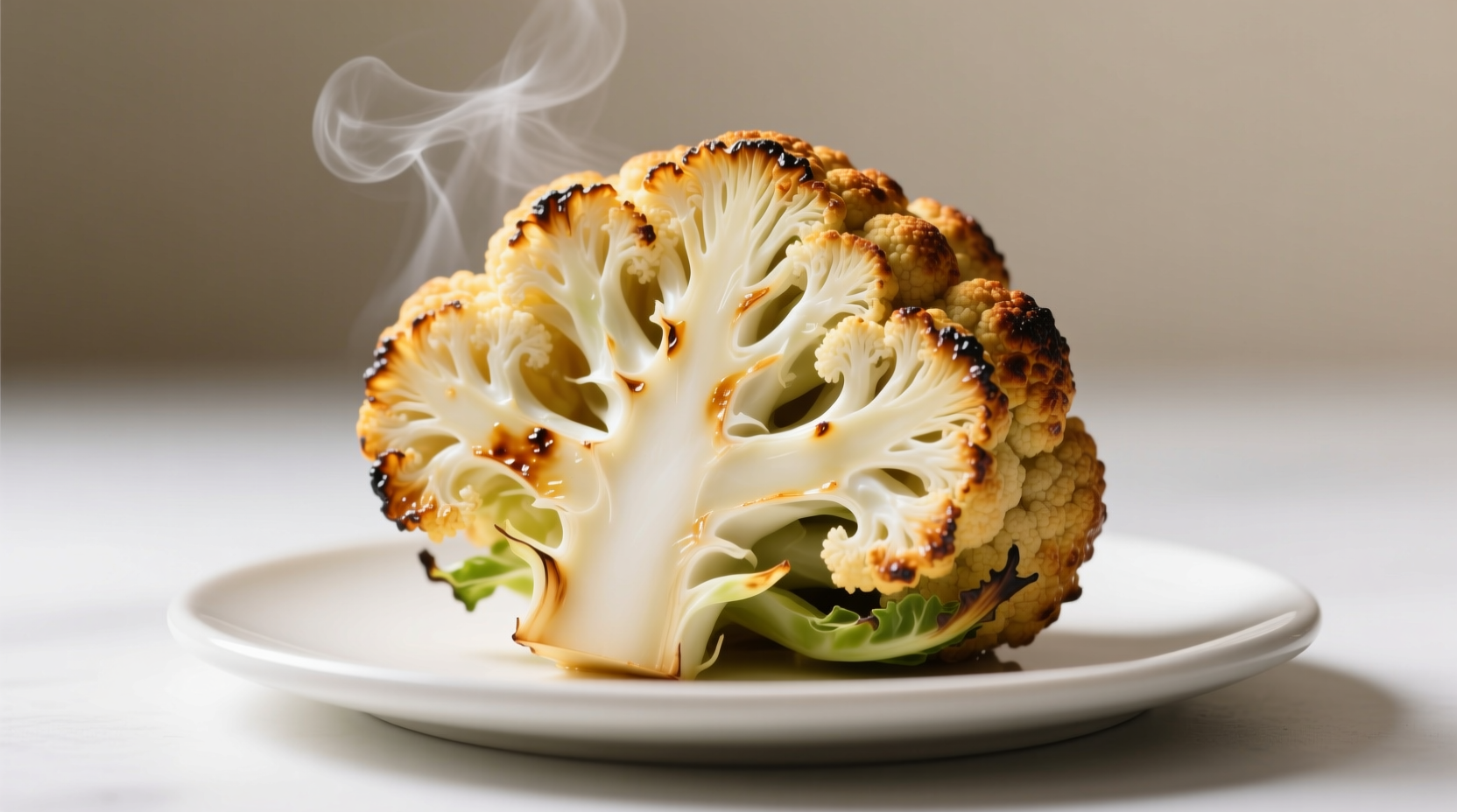 Side-by-side comparison of roasted versus raw cauliflower florets, visually demonstrating how light cooking preserves vitamin K bioavailability while raw shows minimal nutrient leakage