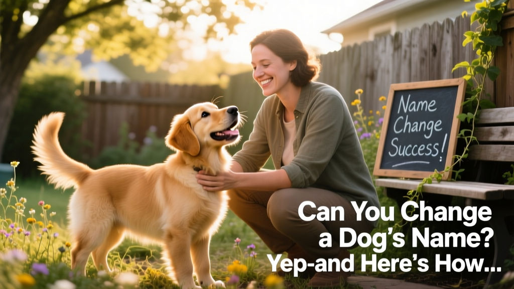 A joyful dog looking up at their person during a sunny backyard training session