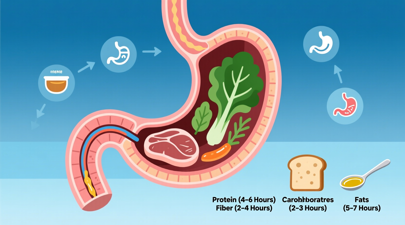 how long do food stay in the stomach