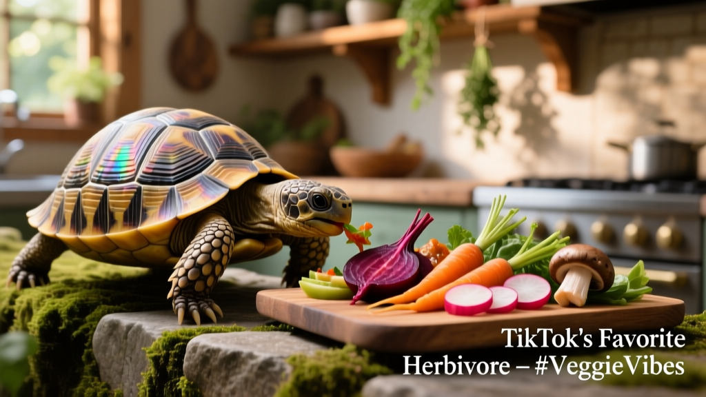 Tiptoe the Famous TikTok Tortoise Went Viral for Eating Veggie Charcuterie Boards and We're Obsessed