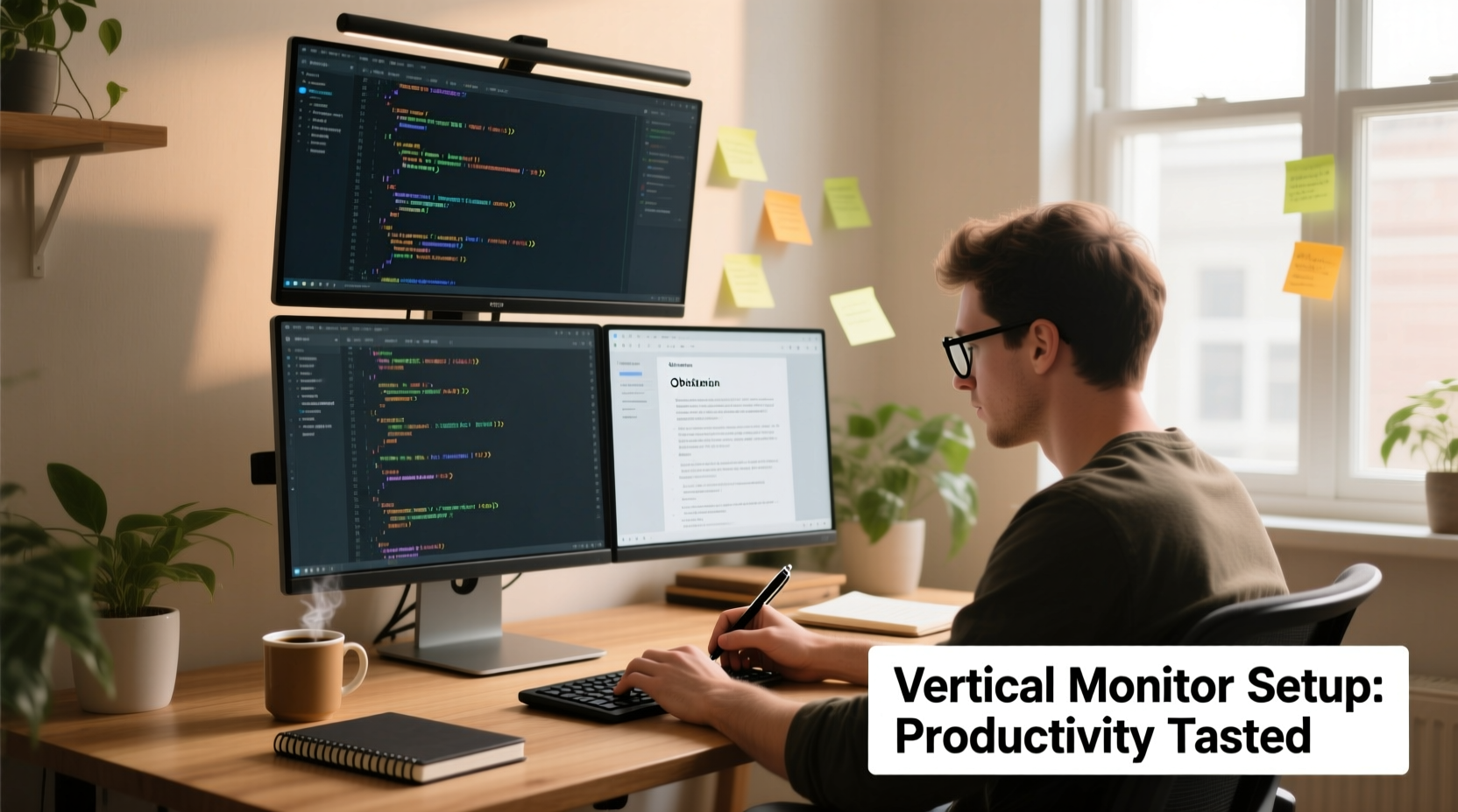 is a vertical monitor setup worth trying for coders and writers productivity tested