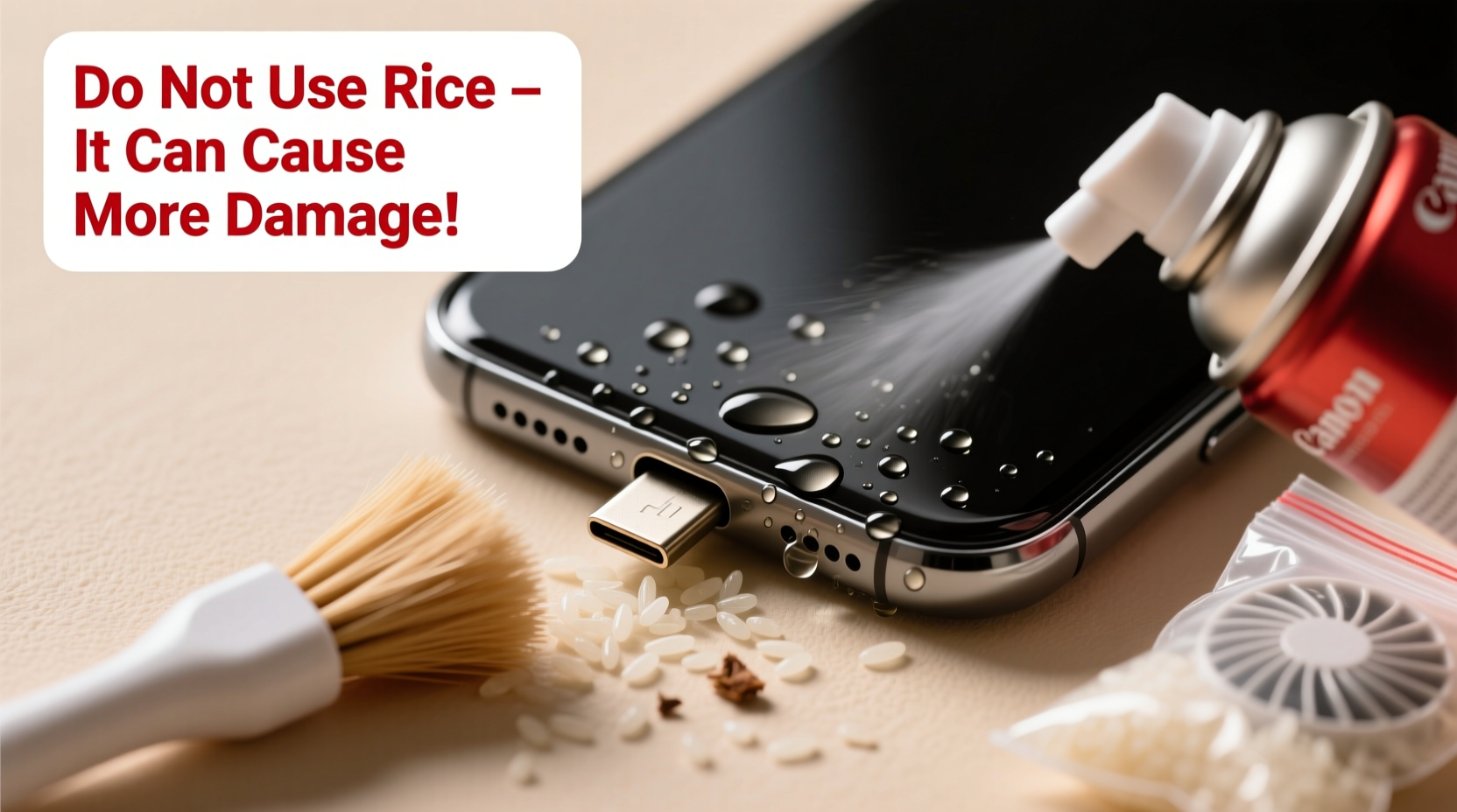 how to get water out of phone charging port without using rice