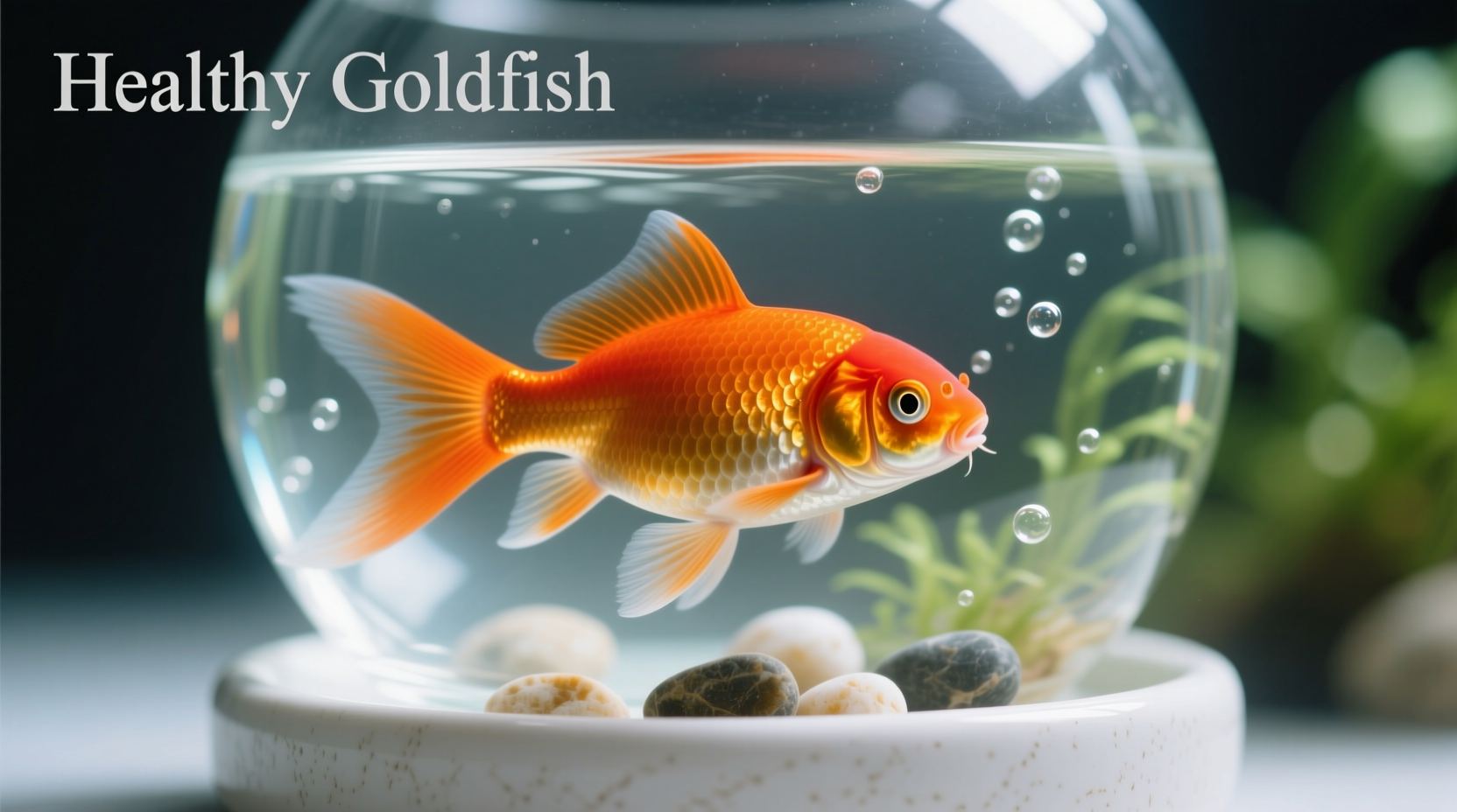 Healthy goldfish swimming in clean aquarium