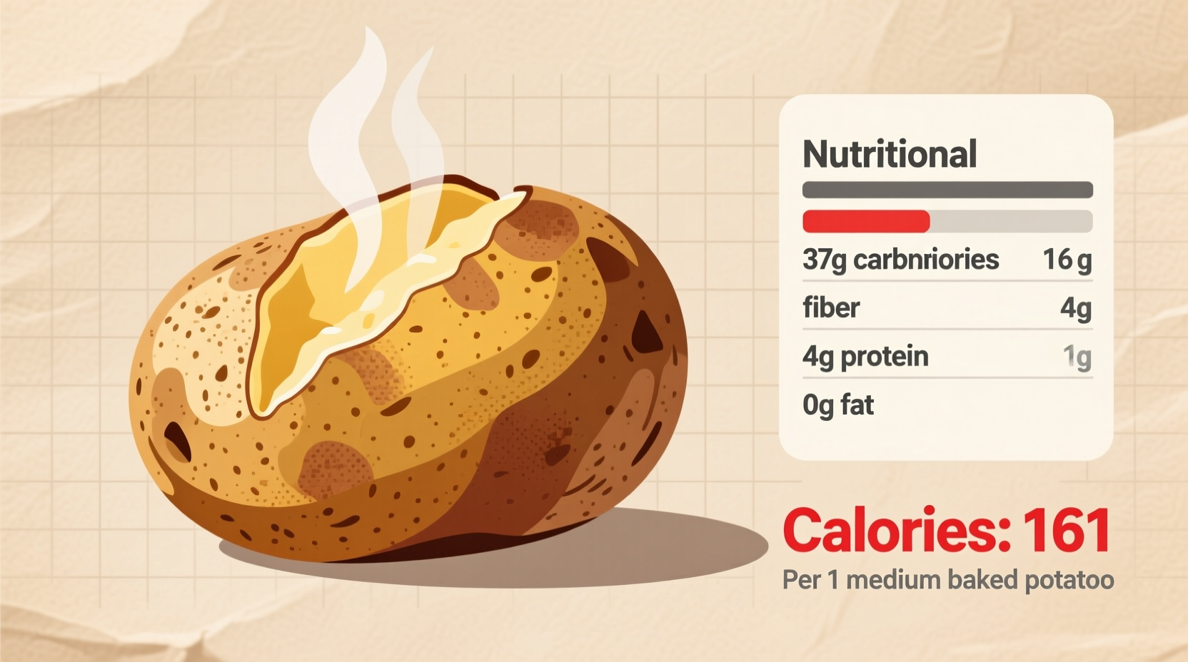 Medium Baked Potato Calories: 161 in Plain Preparation