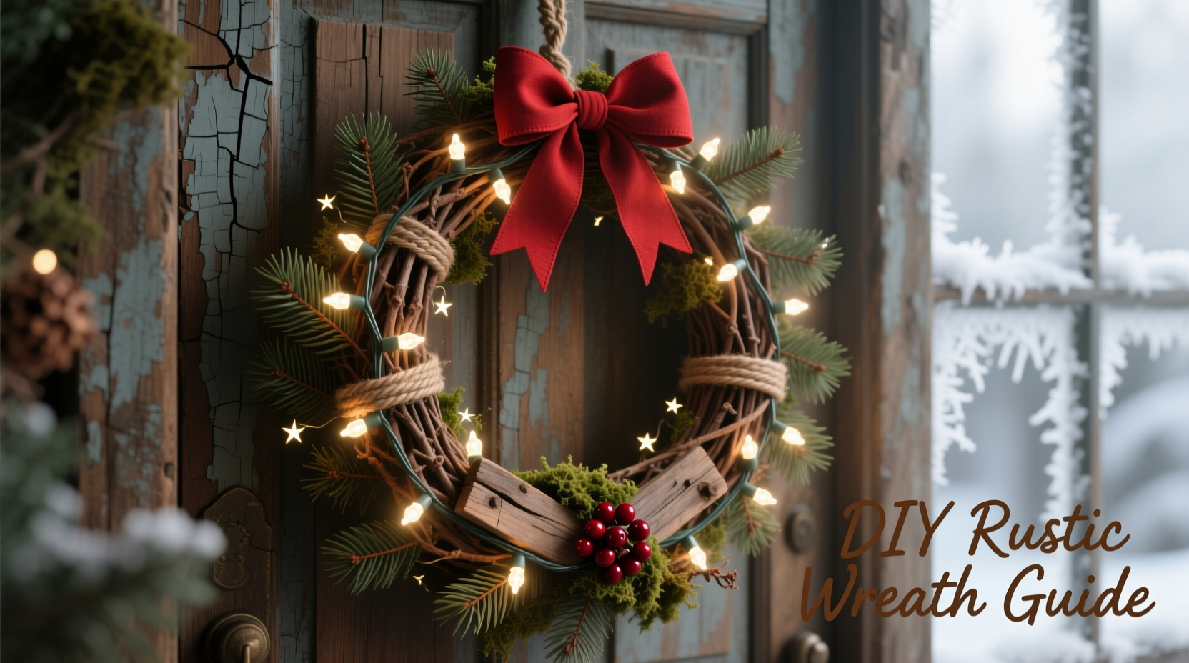 how to make a rustic christmas wreath with battery powered lights inside