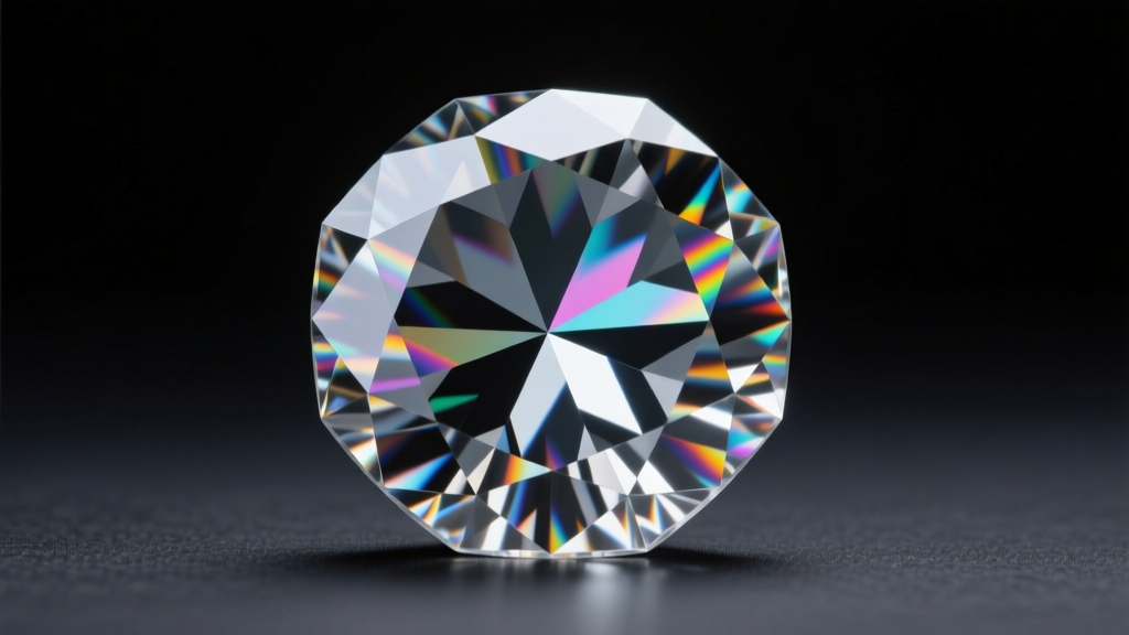 Diamond viewer showing cross-hatched strain patterns of a CVD lab created diamond under crossed polarizers on a black background