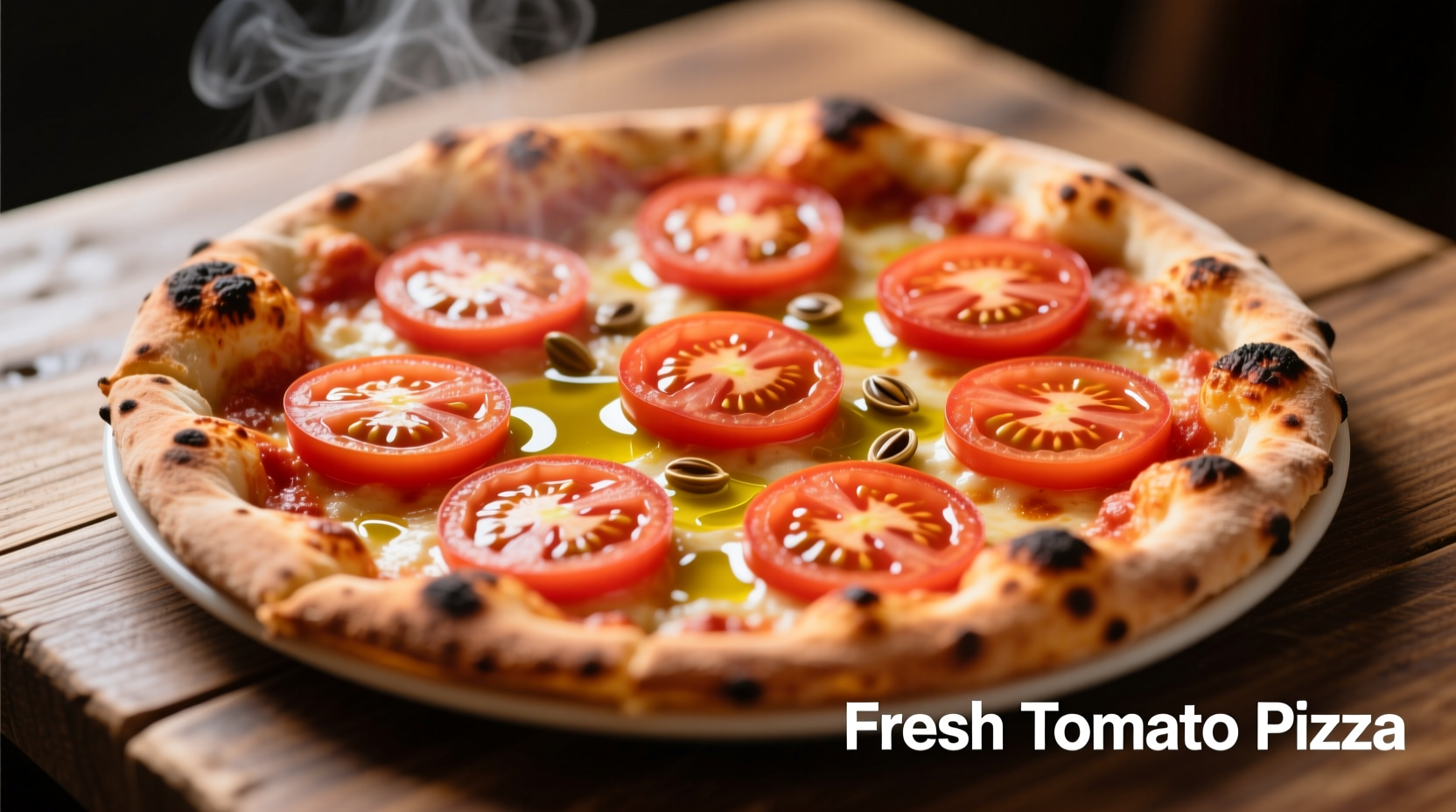 Thin crust pizza with fresh tomato toppings