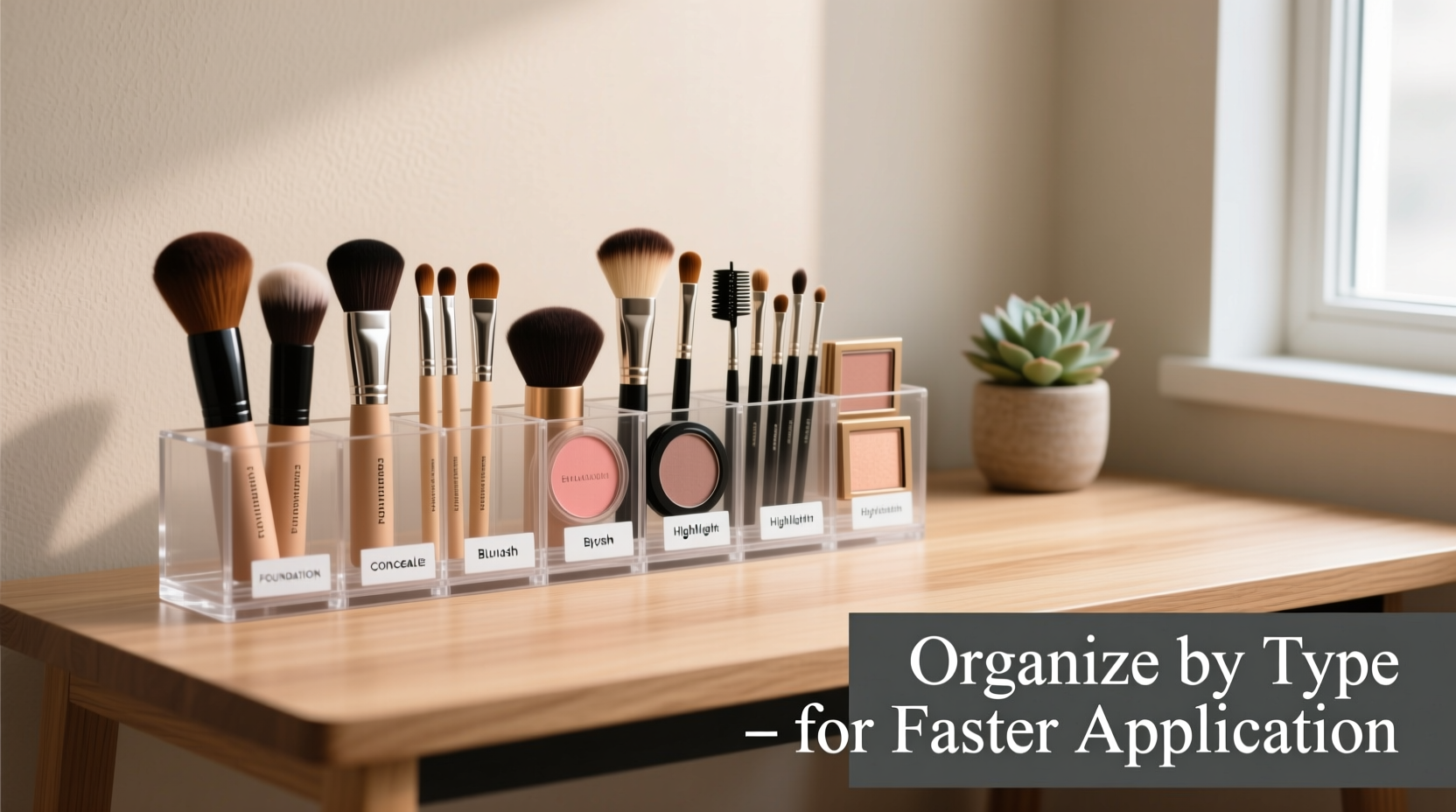 how to organize makeup brushes by type for faster application