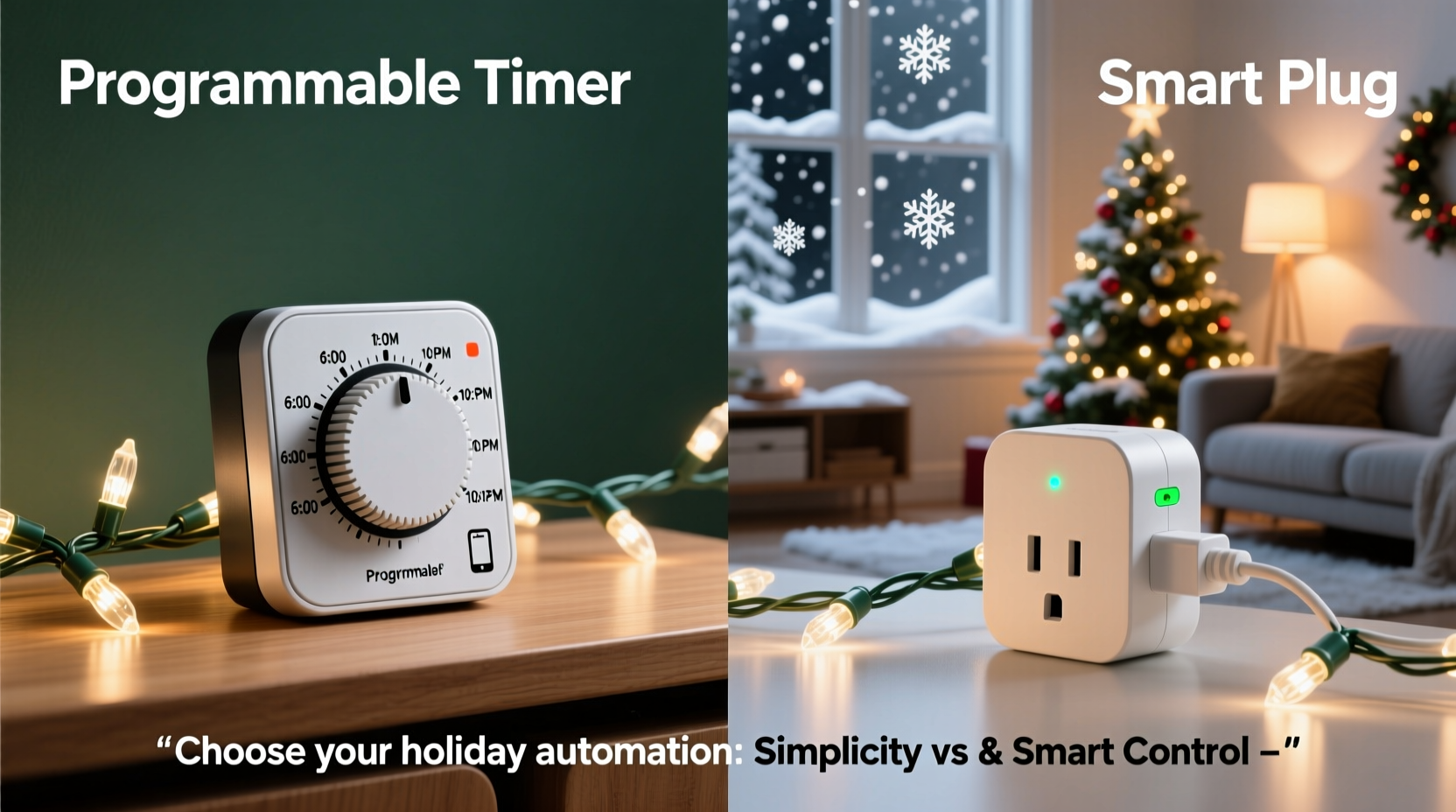 programmable timer vs smart plug for automating christmas lights