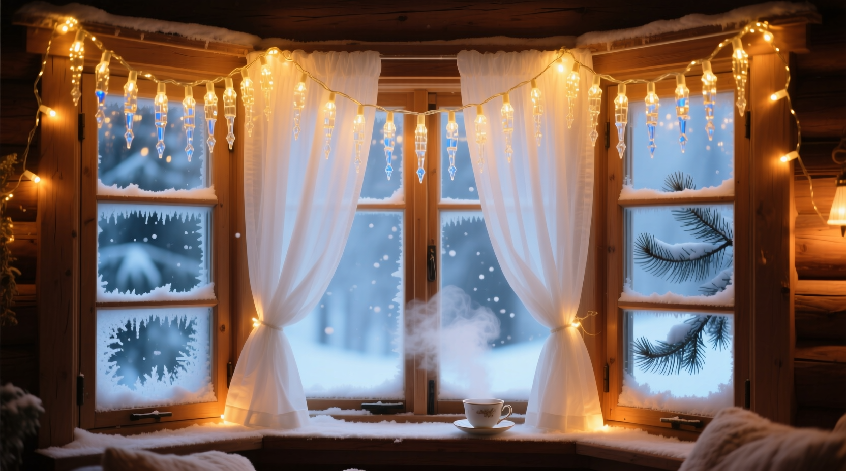 led icicle lights vs curtain lights which one creates a cozier winter window display