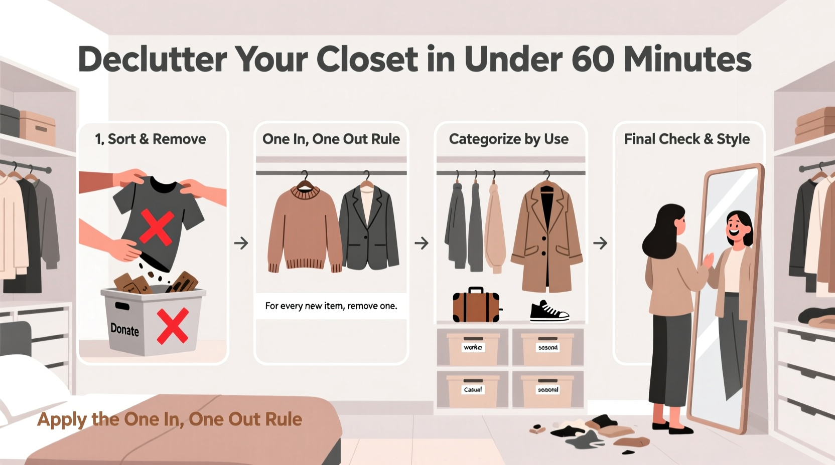 how to declutter your closet in under an hour using the one in one out rule