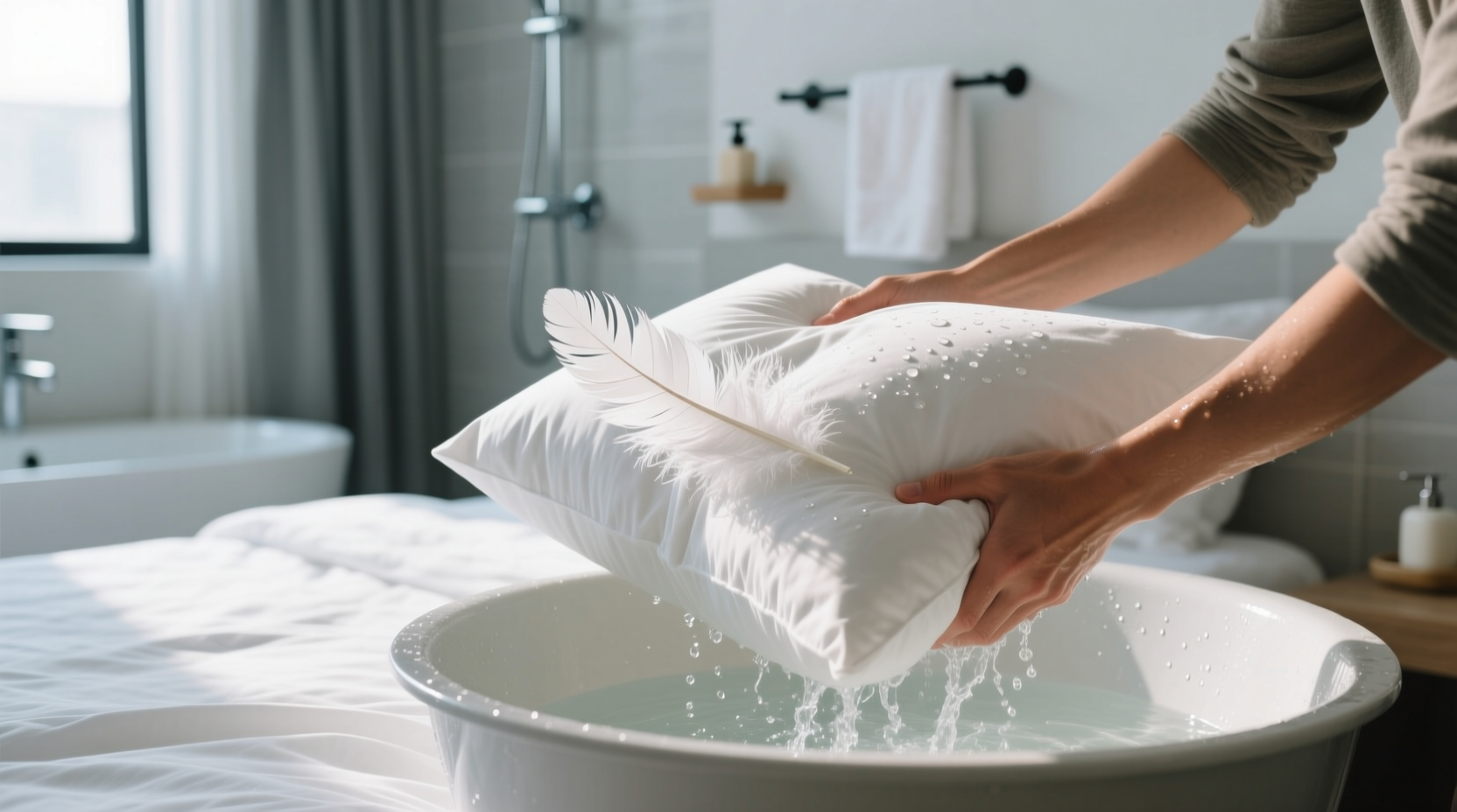 how to wash feather pillows
