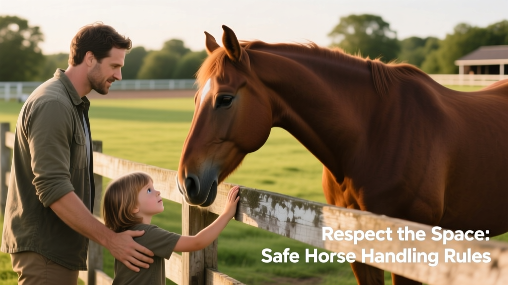 Family member and child observing a horse safely from outside a paddock fence