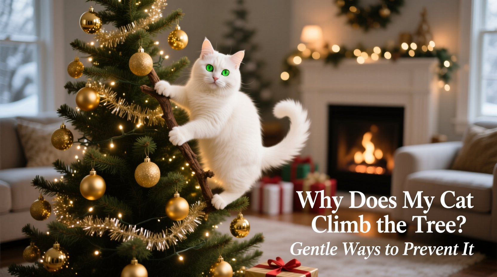 why does my cat climb the christmas tree and how to prevent it gently