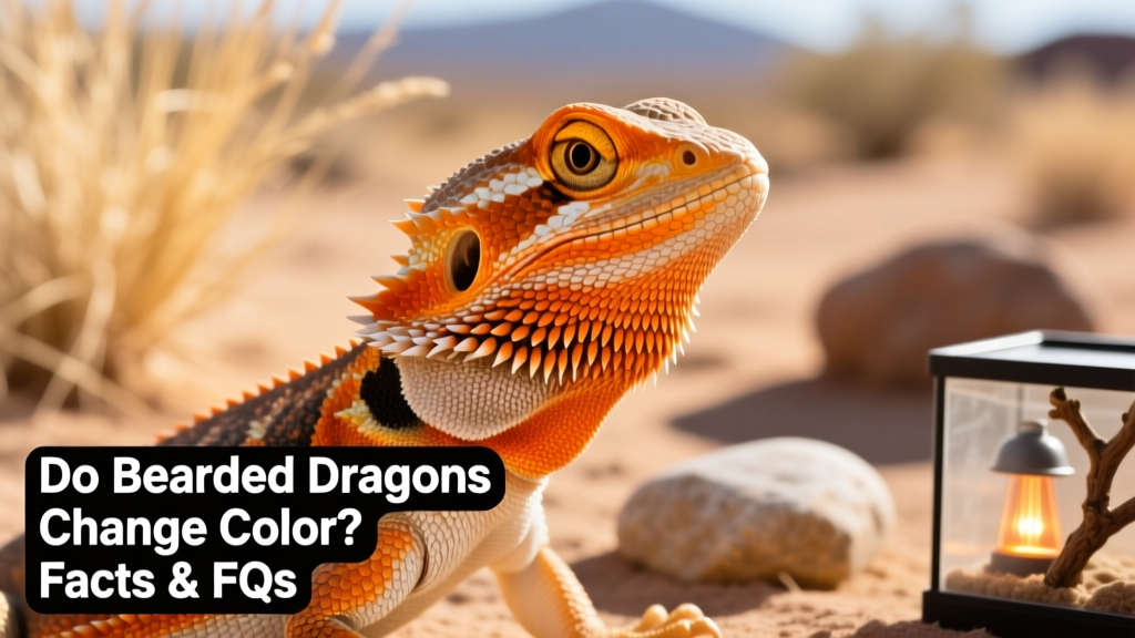 Close-up of a healthy bearded dragon displaying vibrant orange head and neck coloring