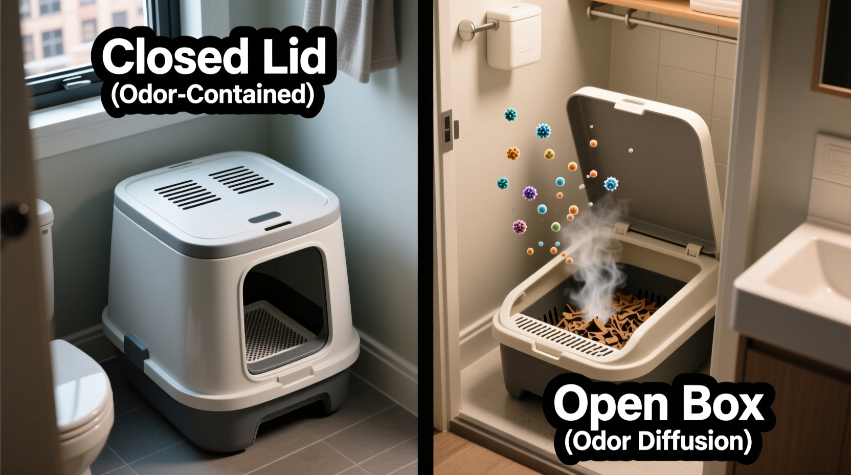 closed vs open litter box which one controls odor better for small spaces