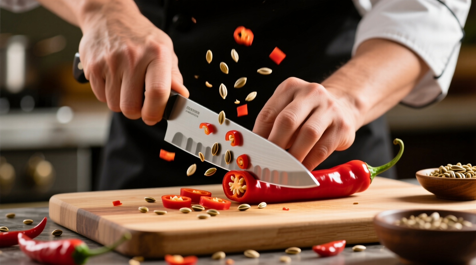 knife skills how to cut seed chili peppers chilies