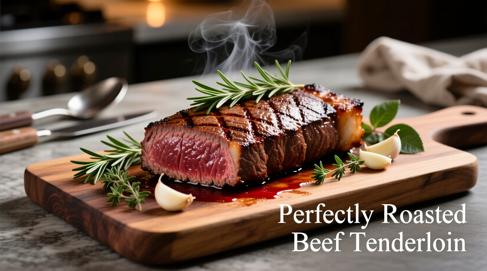 Perfectly roasted beef tenderloin with herbs
