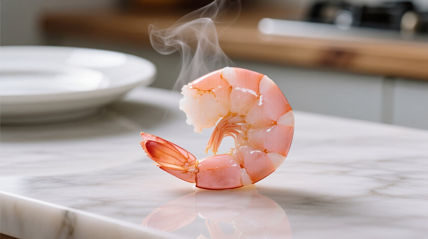 Perfectly cooked shrimp showing opaque pink color and C shape