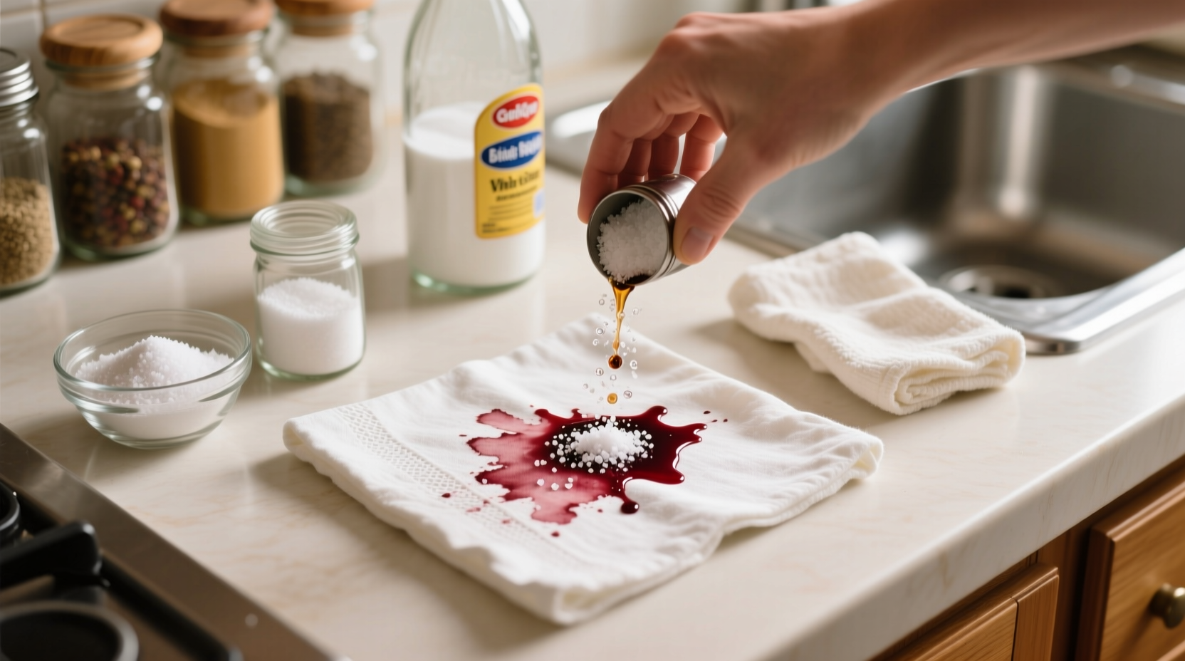 how to remove wine stains from cotton napkins