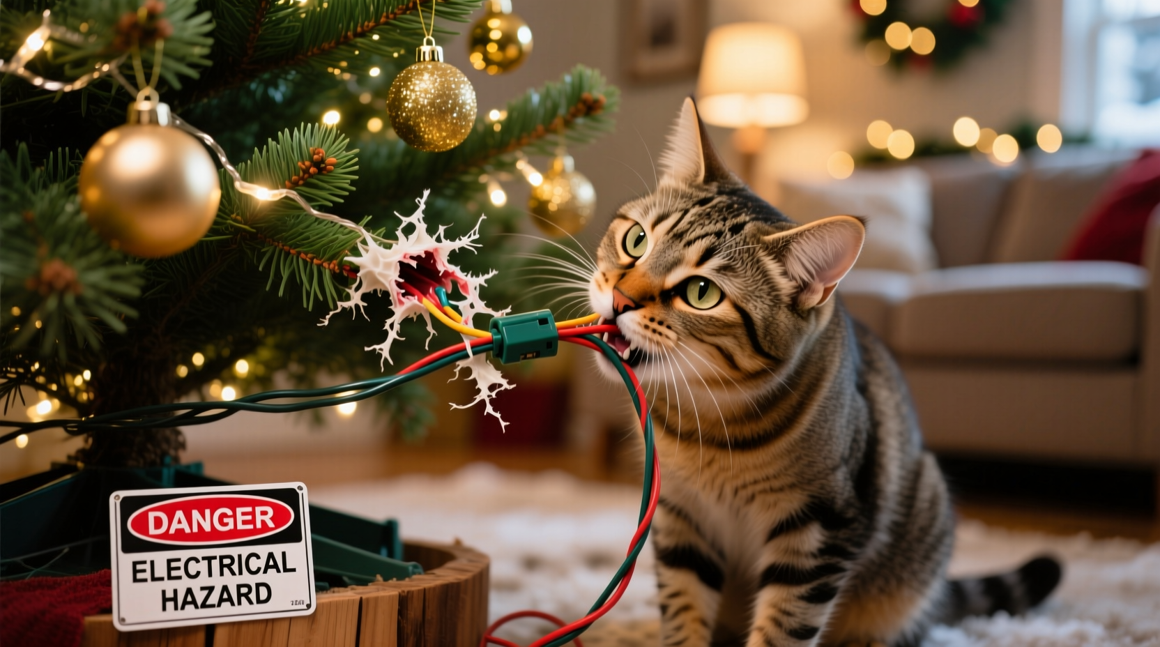 why does my cat chew on christmas tree wires and how to stop this dangerous habit