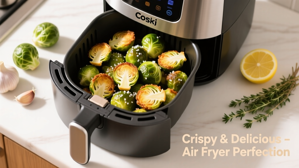 Perfect Air Fryer Brussels Sprouts in a Cosori
