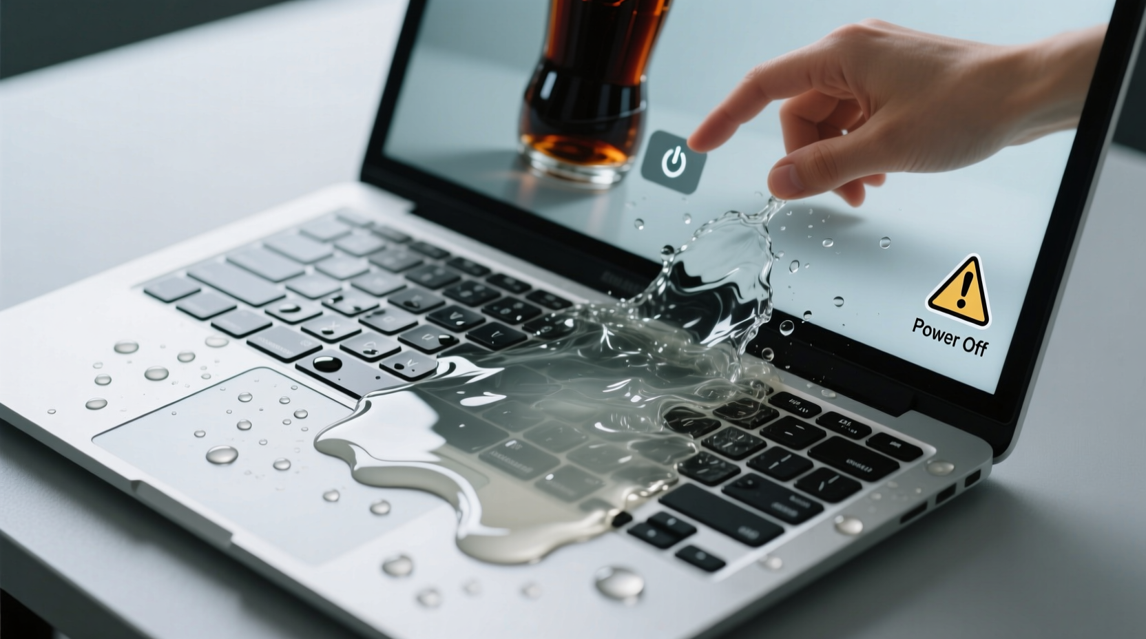 emergency first aid for liquid in the laptop
