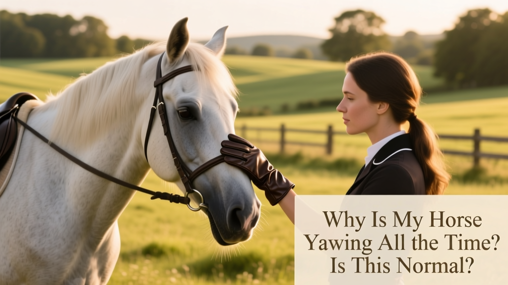 A rider gently grooming a calm horse with soft gloves