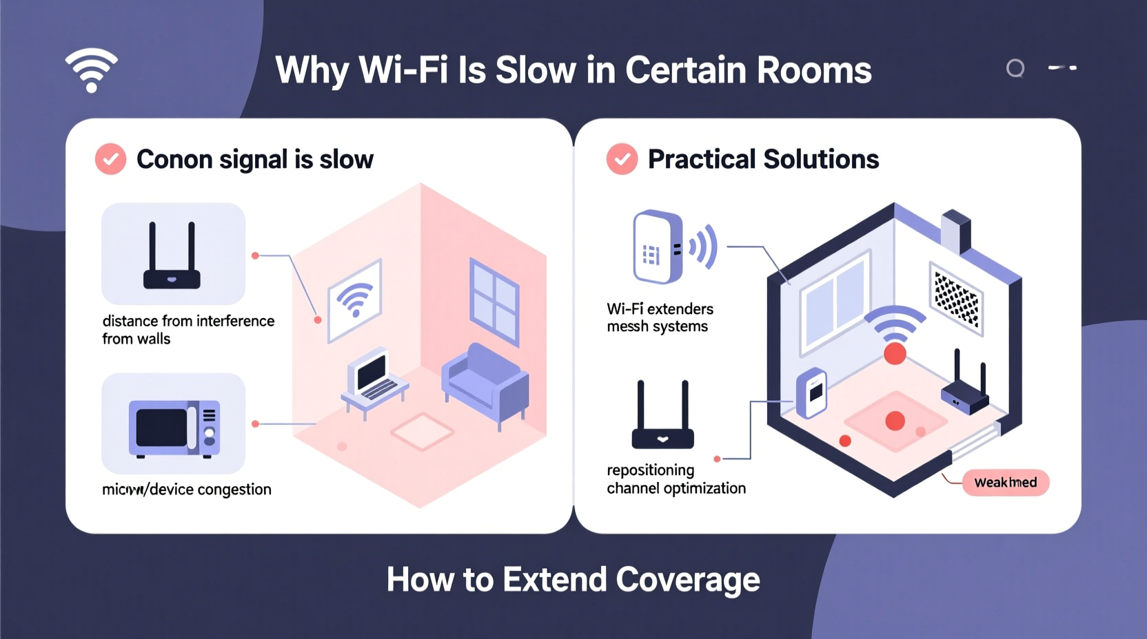 why is my wifi slow in certain rooms and how to extend coverage