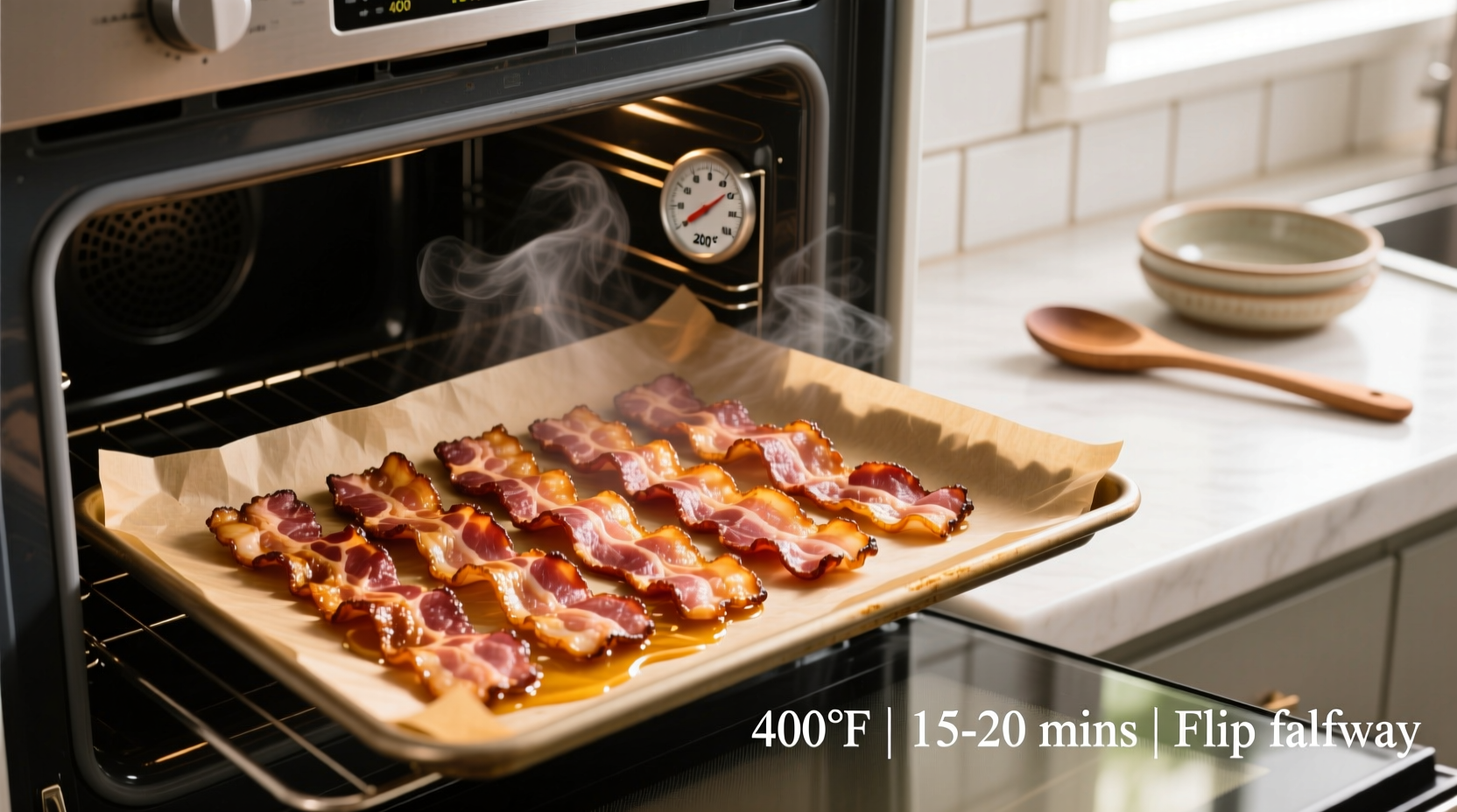 what temp to cook bacon in oven