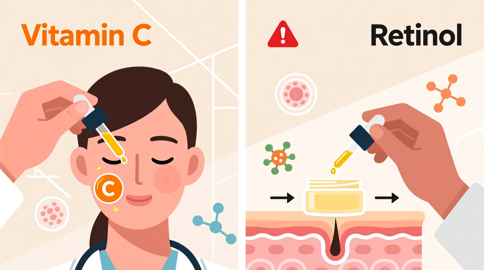 is it safe to mix retinol with vitamin c and what order to apply