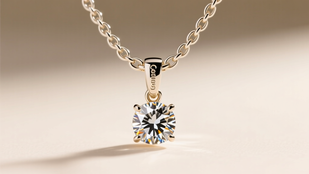 Close-up of a 1.5mm white gold box chain with a secure lobster clasp, supporting a diamond pendant against a blurred background.