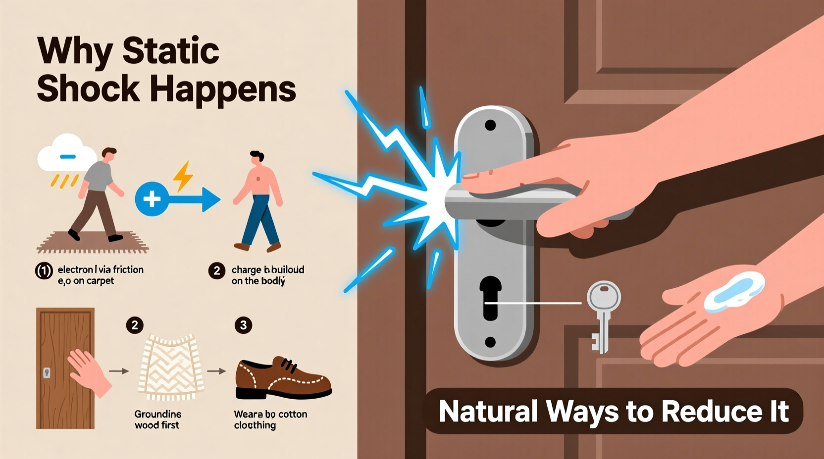 what causes static shock when touching metal and how to reduce it naturally