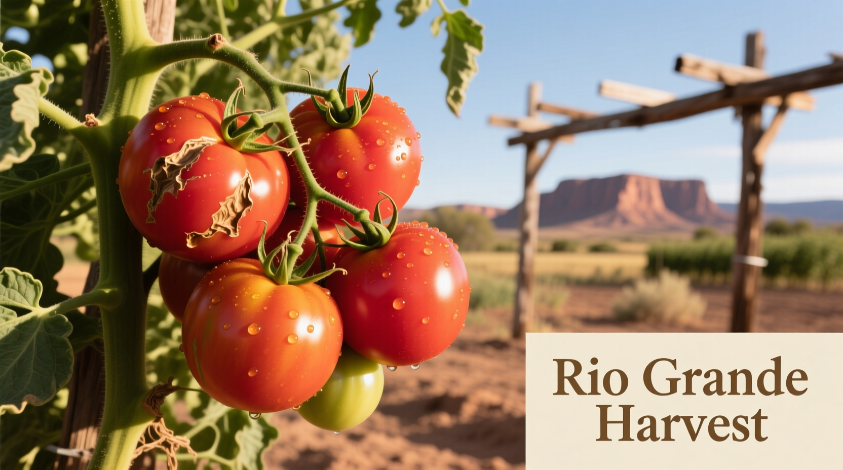Ripe Rio Grande tomatoes on vine