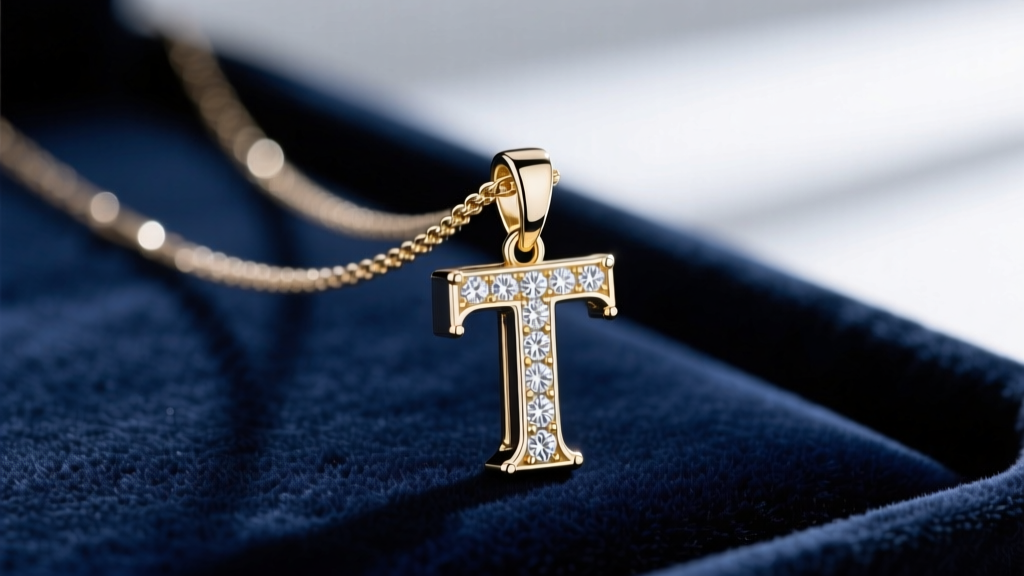 A delicate 1.2mm 18k white gold box chain threading through the bail of a diamond-accented serif letter T pendant on velvet