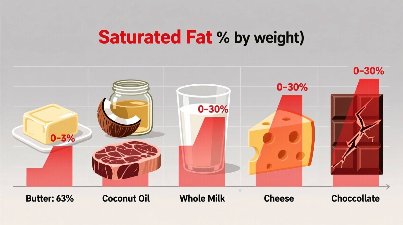 Visual comparison of saturated fat content in common foods