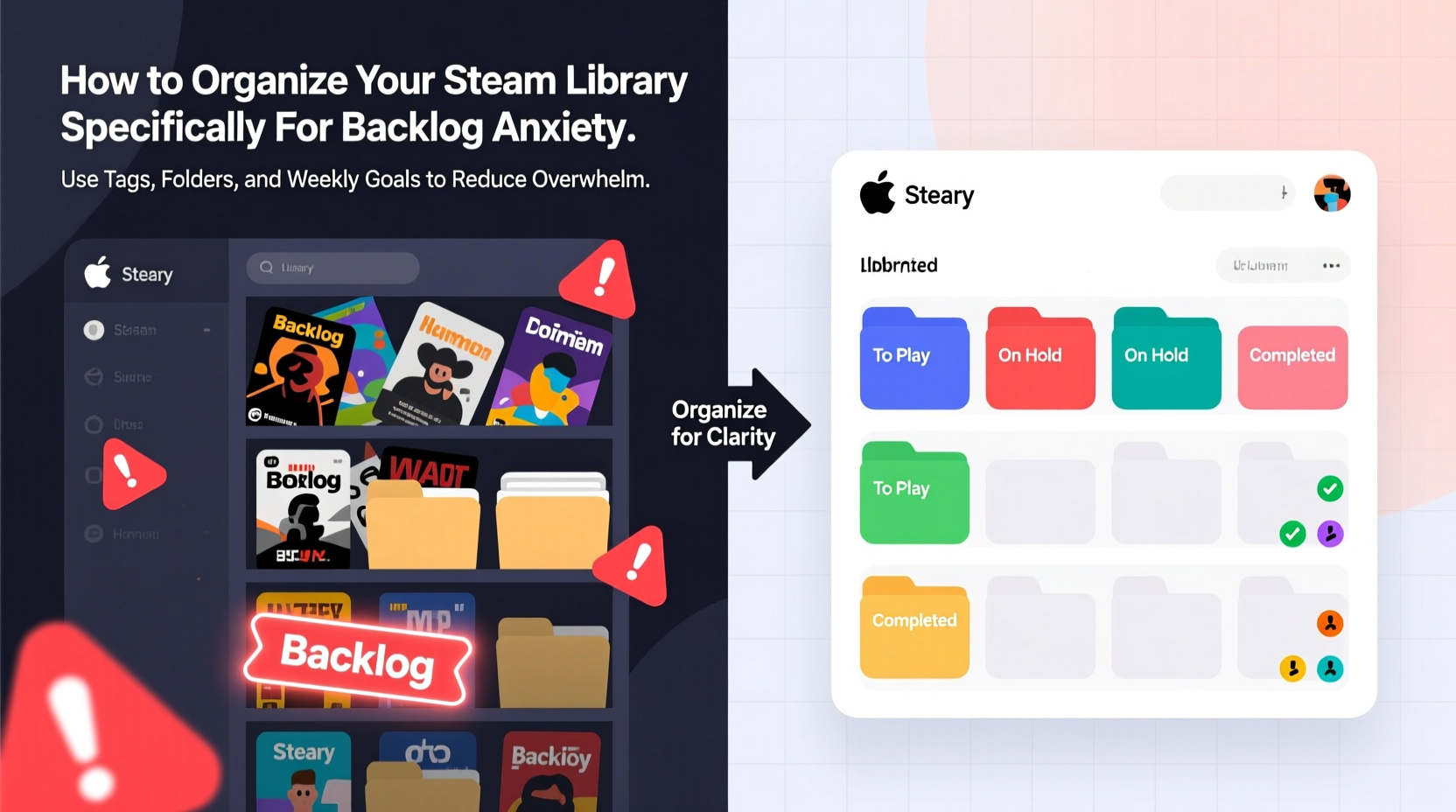 how to organize your steam library specifically for backlog anxiety