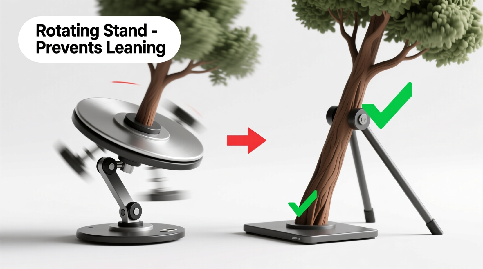 rotating vs stationary tree stands which prevents leaning