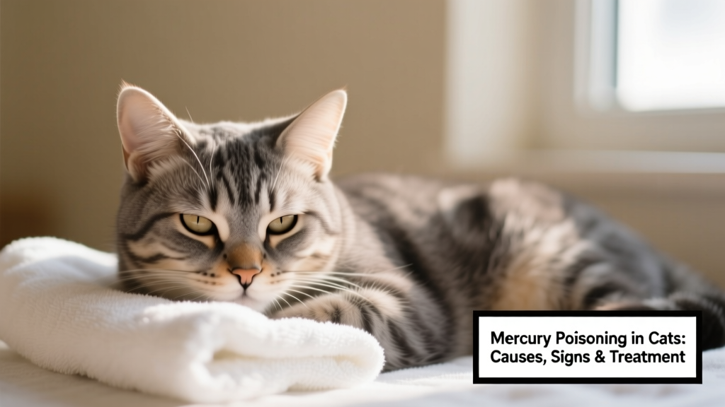 Close-up of a cat looking lethargy with slightly dilated pupils, resting on a clean white towel